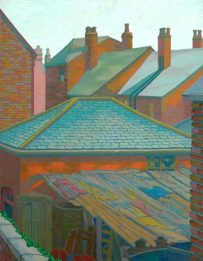 Tejados y chimeneas (óleo sobre lienzo) de Charles Ginner