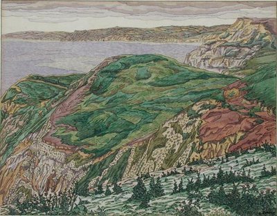 La costa de Dorset, c.1927 (pluma, tinta y acuarela sobre papel) de Charles Ginner