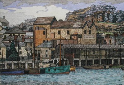 The Harbour, Boscastle, Cornualles, c.1919 (pluma y tinta y acuarela sobre papel) de Charles Ginner