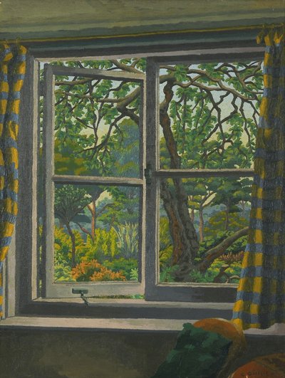 A través de la ventana de una cabaña, Shipley, Sussex de Charles Ginner