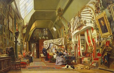Eugene Giraud (1806-81) en su estudio con su hermano, Charles y su hijo, Victor de Charles Giraud