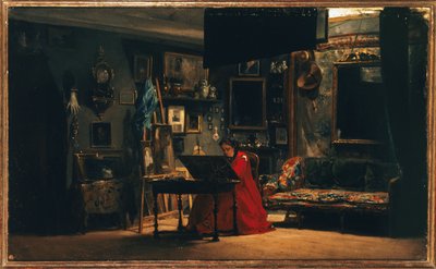 La princesa Matilde (1820-1904) en su estudio, rue de Courcelles, hacia 1860 (óleo sobre lienzo) de Charles Giraud
