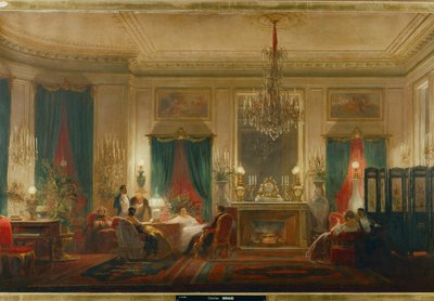 El salón de la princesa Matilde, hija del rey Jerónimo y de la reina Catalina de Wurtemberg, en la calle Courcelle de París ... (óleo sobre lienzo) de Charles Giraud