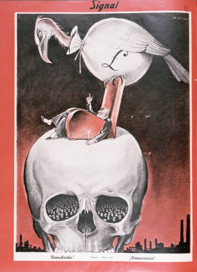 Democracia", de la revista "Signal", número 5, primera edición de marzo de 1941 (litografía). de Charles Girod