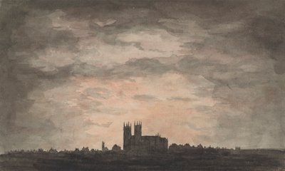 Una gran iglesia (Abadía de Westminster) al atardecer de Charles Gore
