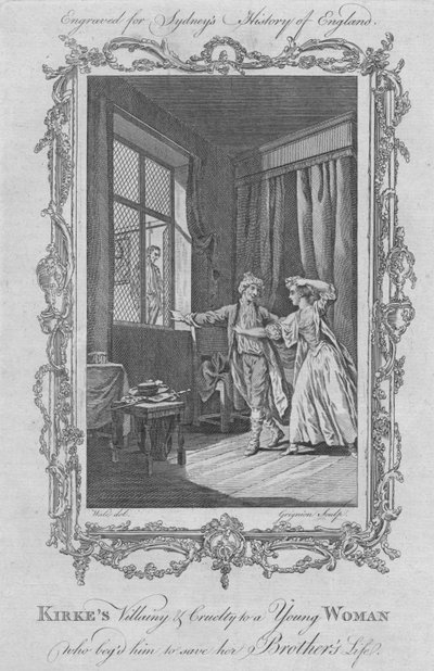 Villanía y crueldad de Kirke a una joven que le rogó que salvara la vida de su hermano, 1773 de Charles Grignion