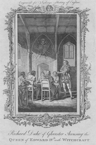 Ricardo Duque de Gloucester acusando a la Reina de Eduardo IV de brujería, 1773 de Charles Grignion
