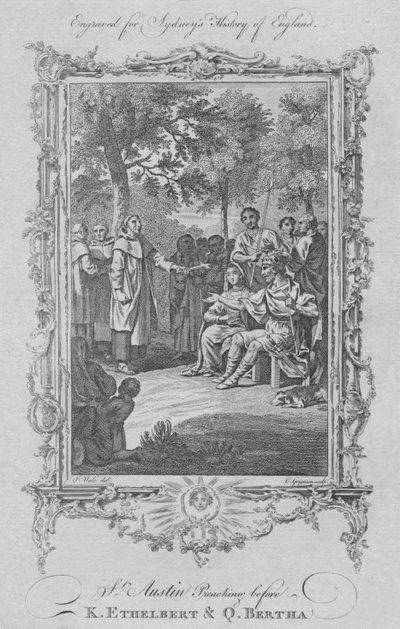 San Agustín predicando ante el rey Ethelbert y la reina Bertha, 1773 de Charles Grignion