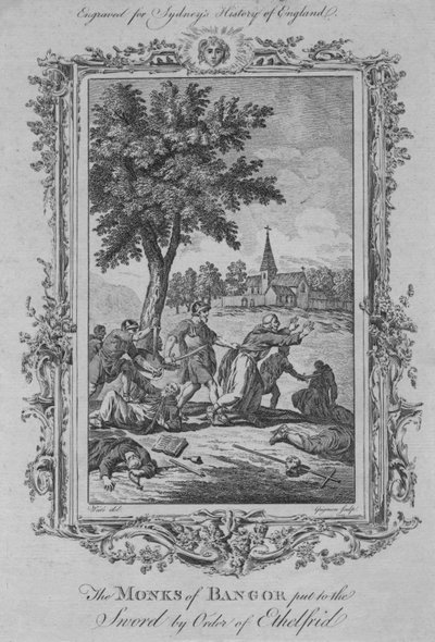Los monjes de Bangor puestos a la espada por orden de Ethelfrid, 1773 de Charles Grignion