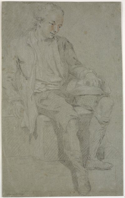 Estudio de un joven sentado de Charles Grignion d.Æ.