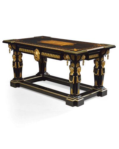 Mesa de Napoleón III, diseñada por Jean Brandely, marquetería de E. Varlot, París, c.1850-75 de Charles Guillaume Diehl