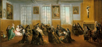 Las monjas carmelitas en la sala de calentamiento de Charles Guillot