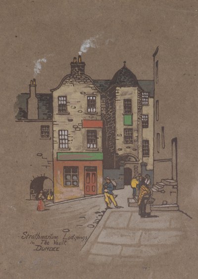 Strathmartine Lodgings, in the Vault, Dundee (impresión coloreada a mano) de Charles Gustav Louis Phillips