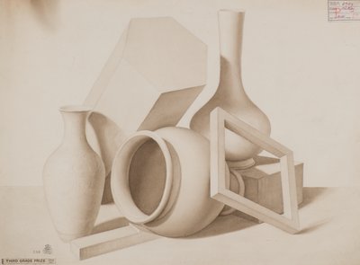 Estudio [Jarrones, cuadrados y hexagonales], c.1881 (dibujo lavado) de Charles Gustav Louis Phillips