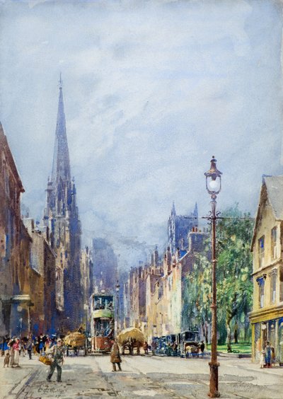 The Nethergate, Dundee mirando al oeste, c.1917 (acuarela) de Charles Gustav Louis Phillips
