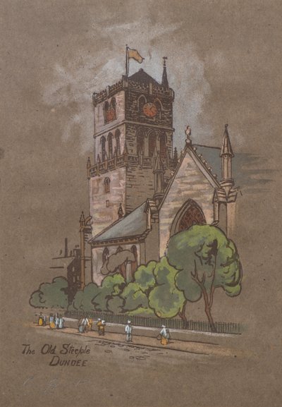 The Old Steeple, Dundee (impresión coloreada a mano) de Charles Gustav Louis Phillips