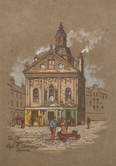 The Old Trades Hall, High Street, Dundee (impresión coloreada a mano) de Charles Gustav Louis Phillips