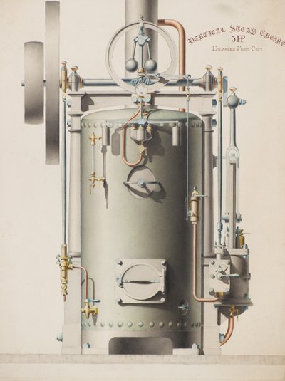 Máquina de vapor vertical, 5HP (acuarela) de Charles Gustav Louis Phillips