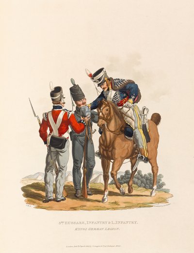 3º Húsares, Infantería y Infantería Ligera. Legión Alemana del Rey, c.1815 de Charles Hamilton (after) Smith