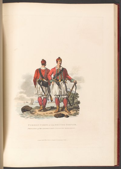 Cuerpos Extranjeros en el Servicio Británico. Soldados del Regimiento de Infantería Ligera Griega de Charles Hamilton (after) Smith