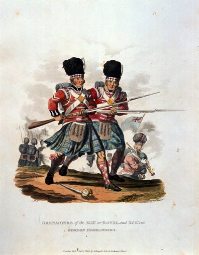 Granaderos del 42º (o Real) y 141º o, Gordon Highlanders, de 