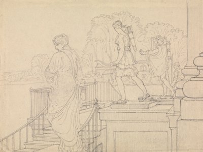 Porche con estatuaria, Easton Neston, Northants de Charles Hamilton Smith