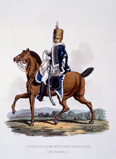 Uniforme de un soldado de los 18º Dragones Ligeros (Húsares), de 