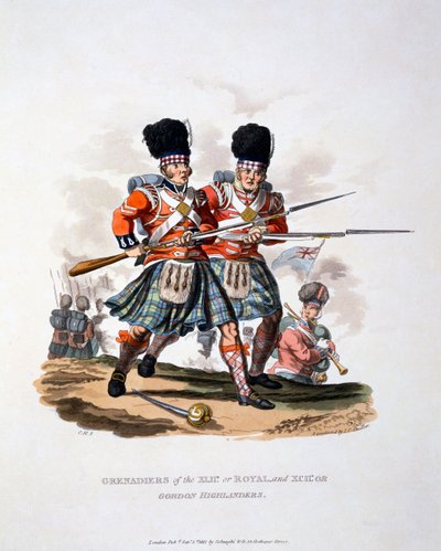 Uniforme de los granaderos reales y de los Gordon Highlanders, de 