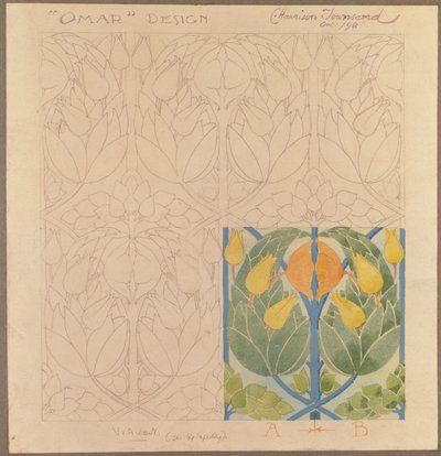 Omar, diseño para un doble tejido de seda y lana, 1898 de Charles Harrison Townsend