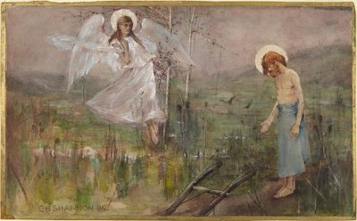 Un ángel apareciéndose a un santo de Charles Haslewood Shannon