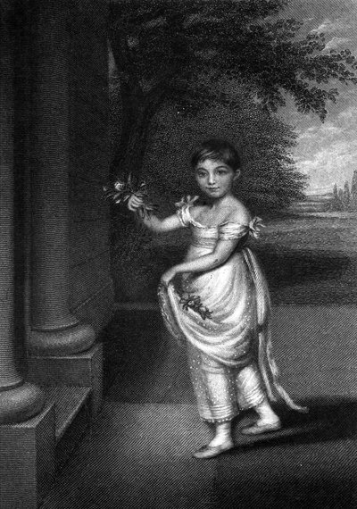Elizabeth Barrett Moulton-Barrett a los nueve años, grabado por G. Cook, c. mediados del siglo XIX de Charles Hayter