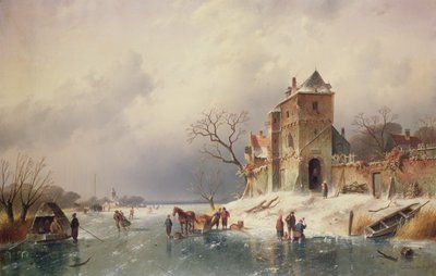 Escena de Invierno Congelado de Charles Henri Joseph Leickert