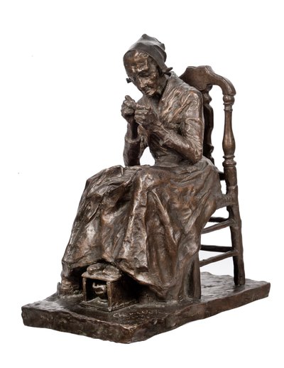 Anciana remendando su lino de Charles Henri Marie van Wijk