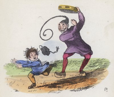Niño asustado por un chino tocando una pandereta de Charles Henry (after) Bennett