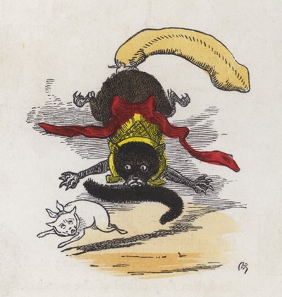 Pelea entre dos gatos (grabado coloreado) de Charles Henry (after) Bennett