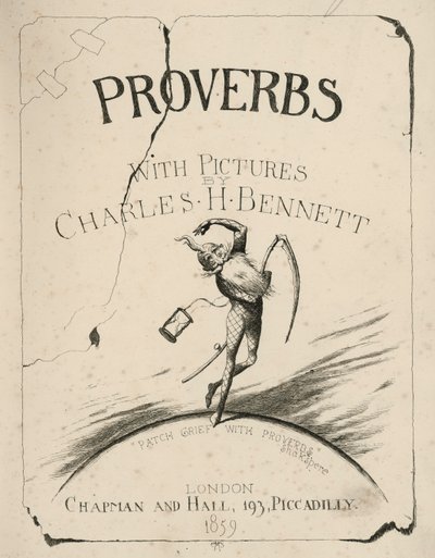 Ilustración de la portada de Proverbios con imágenes de Charles H Bennett (grabado) de Charles Henry (after) Bennett