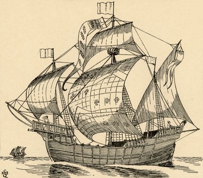 Un barco de la época de Cristóbal Colón, 1931 de Charles Henry Bourne Quennell