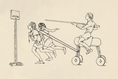 Niños jugando a montar en la quintana Romance de Alejandro, alrededor de 1340. Bodleian, 1931 de Charles Henry Bourne Quennell
