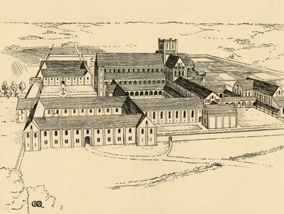 Exterior del Monasterio Benedictino, 1931 de Charles Henry Bourne Quennell