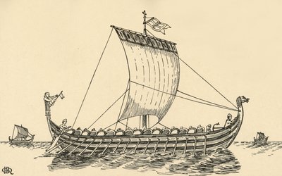 El barco normando basado en el Tapiz de Bayeux de Charles Henry Bourne Quennell