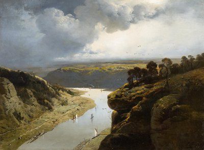 Alemán: Blick in das Tal der Rhone Vista del valle del Ródano de Charles Hoguet