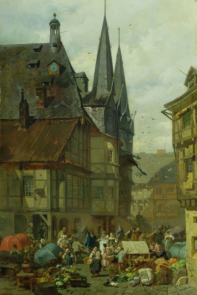El mercado en Wernigerode, 1861 de Charles Hoguet