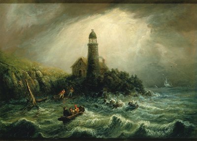 Vista del mar del faro de Cape Poge, ca. 1840-1849 de Charles Hubbard