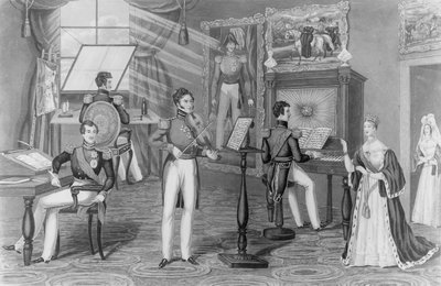 La maravilla de Windsor: El artista, poeta, violinista, aquí lo vemos, y todo es Tweedle-dum y Tweedle-dee, c.1841 de Charles Hunt