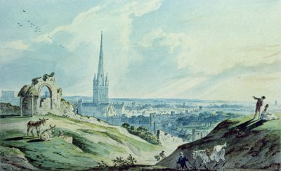 Una Vista de Norwich, desde Mouseshold Hill, cerca de las Ruinas del Castillo de Kett de Charles, II Catton