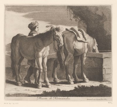 bebiendo caballos Masete de Normandie (título sobre objeto) Serie de animales (título de la serie) de Charles II Errard (attributed to)