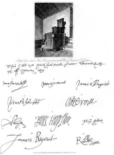 El púlpito de John Knox y firmas de varias personas eminentes, siglo XVI, 1840 de Charles J. Smith