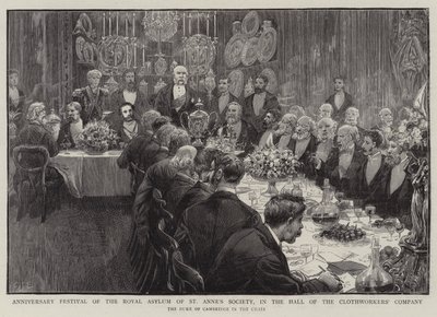 Festival de aniversario del Asilo Real de la Sociedad de Santa Ana, en el Salón de la Compañía de Tejedores de Charles J. Staniland