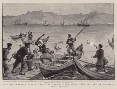 Matando a los Porteadores Armenios que se Habían Lanzado al Mar en Stamboul de Charles J. Staniland
