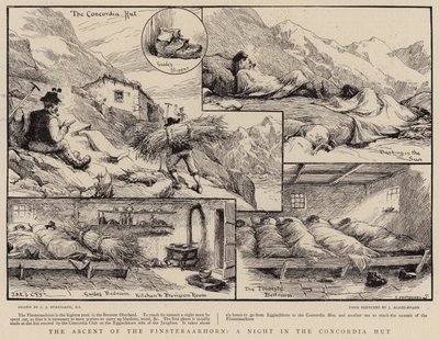 El ascenso del Finsteraarhorn, una noche en la cabaña Concordia de Charles J. Staniland